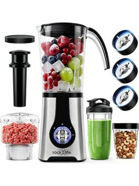 5-in-1 Countertop Blender & Food Processor Combo, 42oz Pitcher, Travel Cup